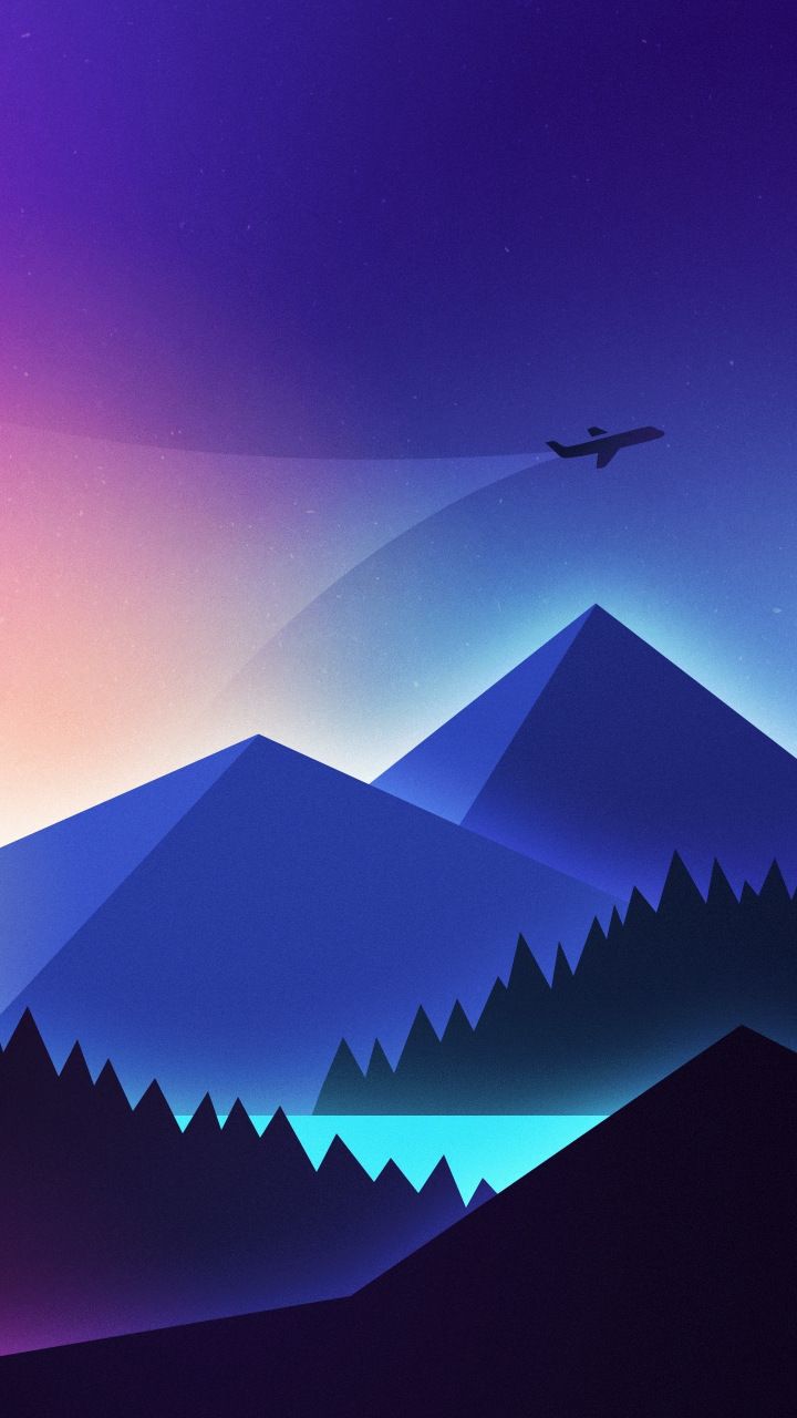 Minimalism airplane over mountains gradient x wallpaper minimal wallpaper minimalist wallpaper phone wallpaper
