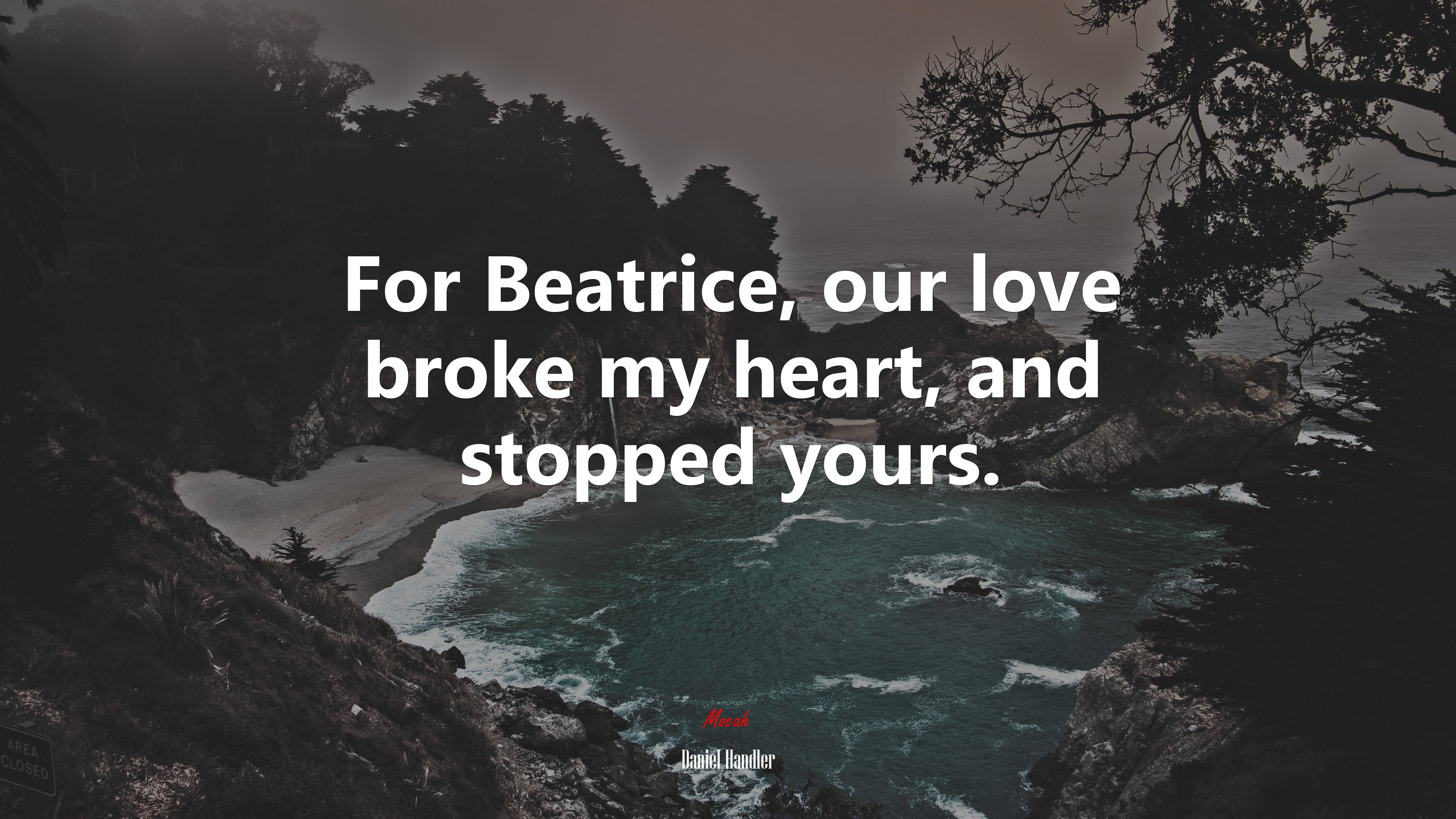 For beatrice our love broke my heart and stopped yours daniel handler quote
