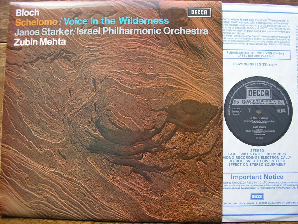 Bloch schelomo voice in the wilderness janos starker israel philh â kingsway hall classical records