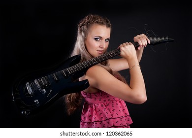 Blonde electric guitar stock photo