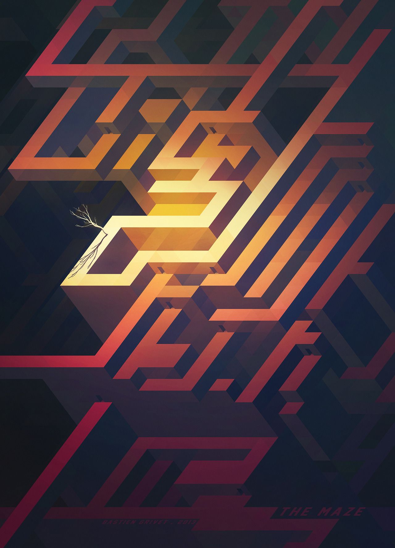 Made in hexels geometric design art isometric art maze