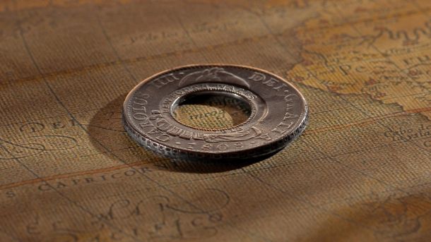 The holey dollar made famous as the front
