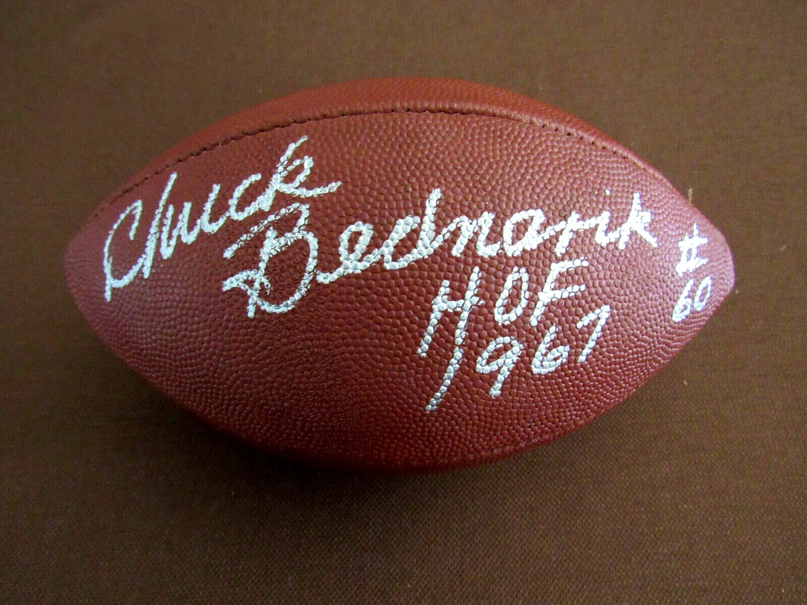 Chuck bednarik signed football