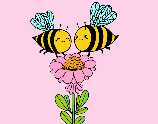 Dibujo de pareja de abejas pintado por en el dãa