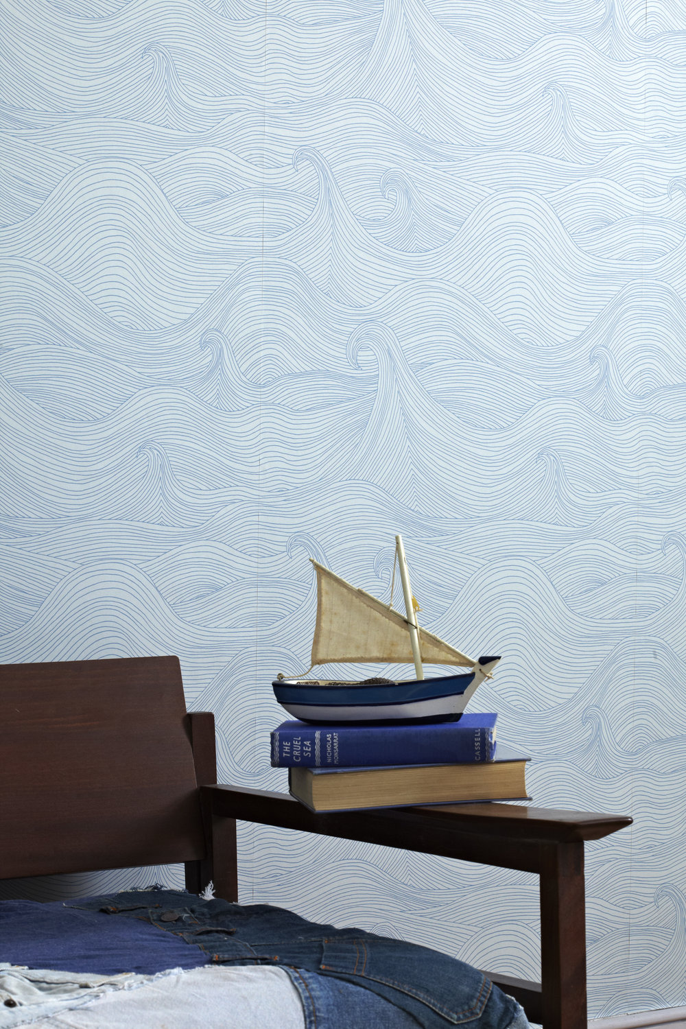 Seascape wave wallpaper abigail edwards â abigail edwards hand drawn wallpapers fabrics and accessories