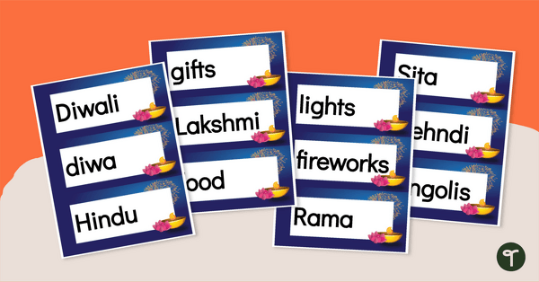 Diwali word wall vocabulary teach starter