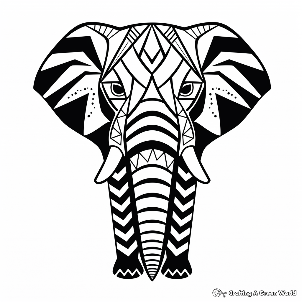 Geometric elephant coloring pages
