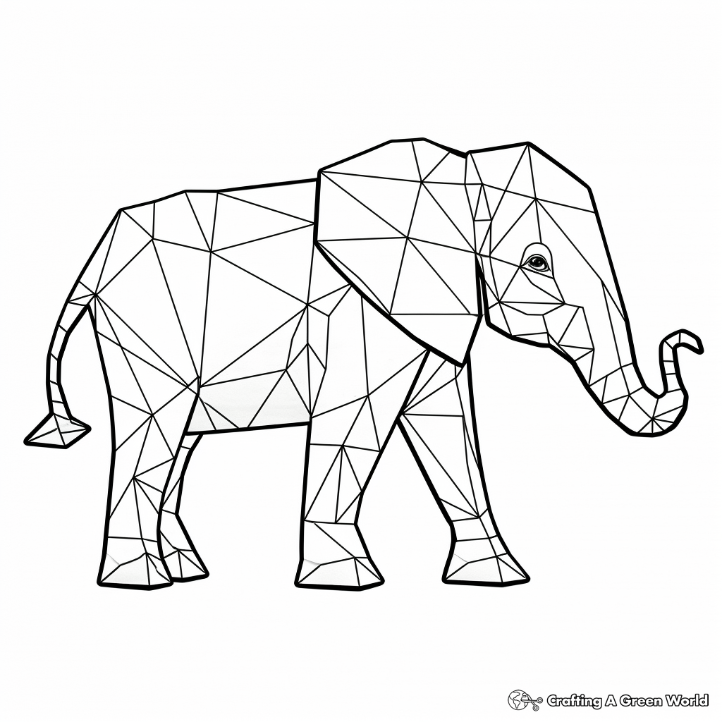 Geometric elephant coloring pages