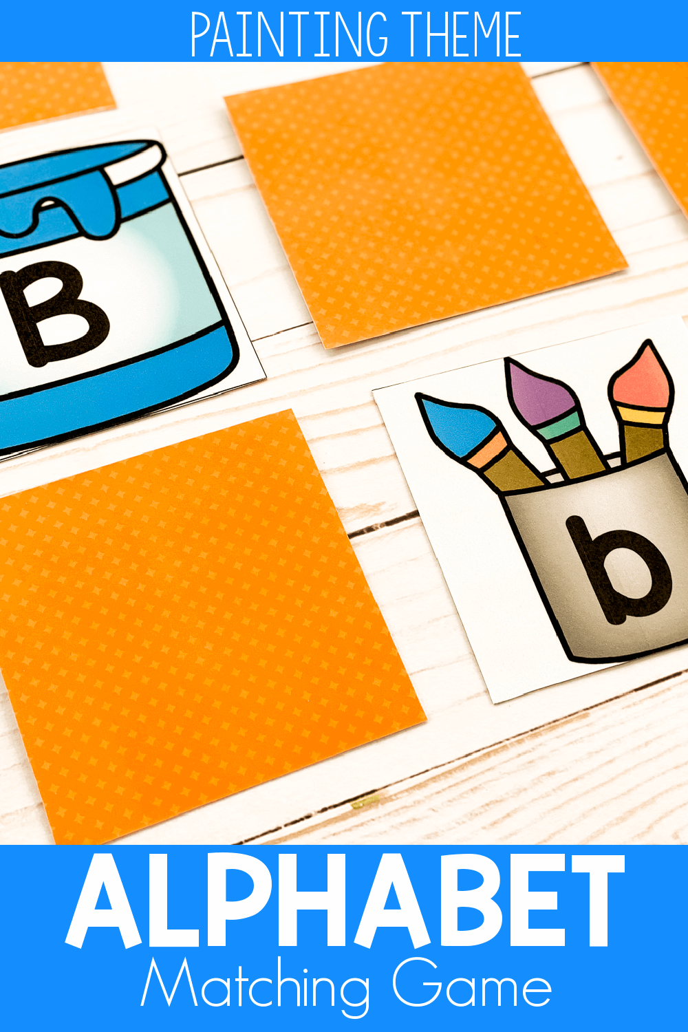 Preschool paint theme alphabet matching game printable