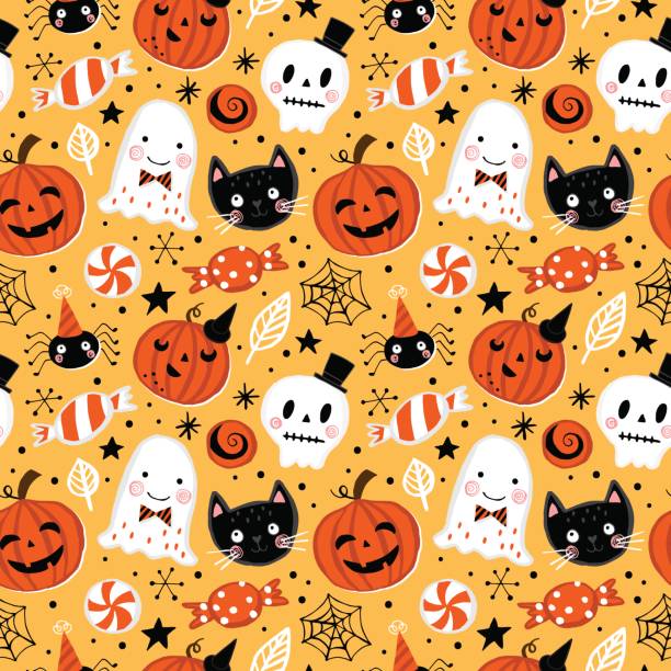 Halloween holiday seamless pattern background stock illustration