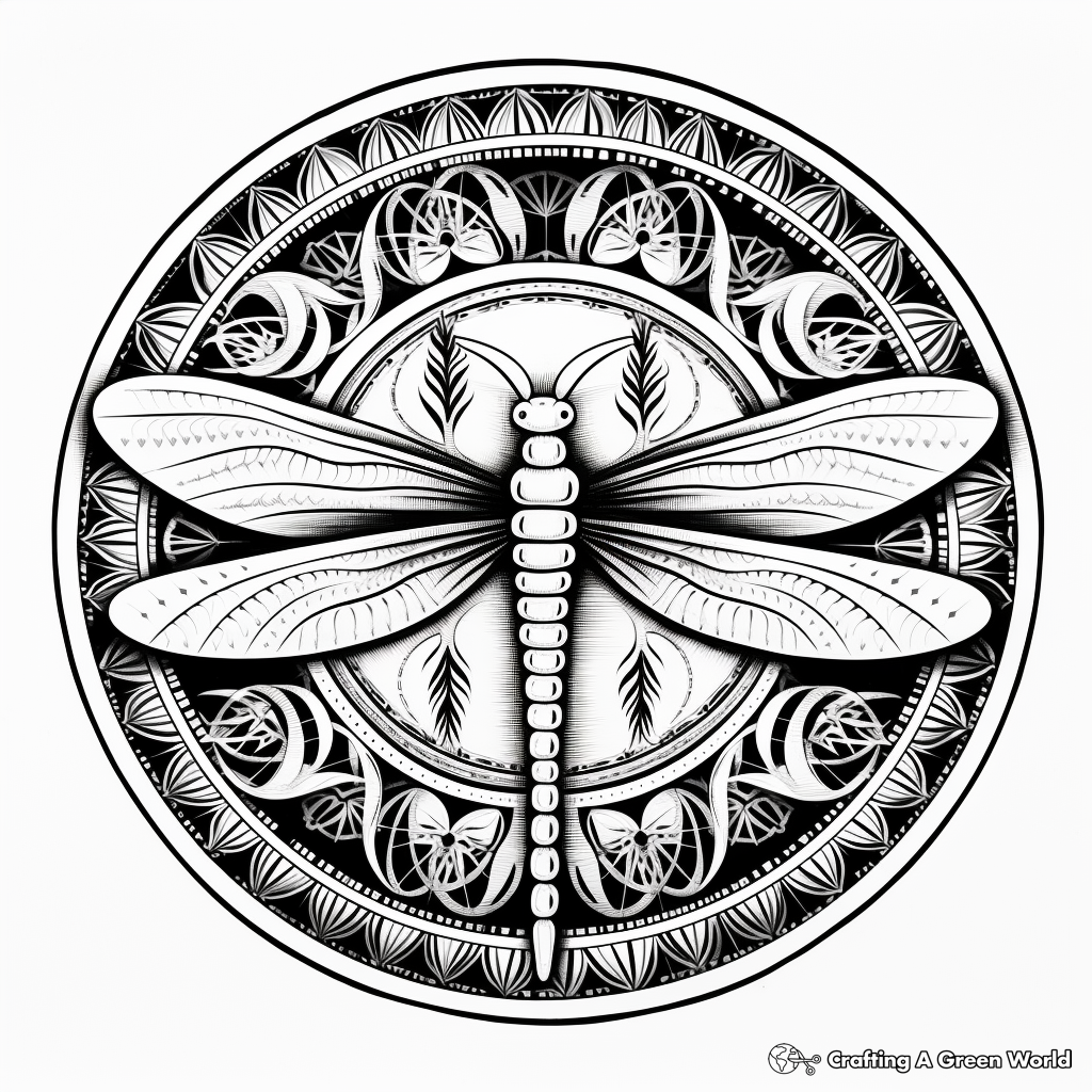 Dragonfly mandala coloring pages