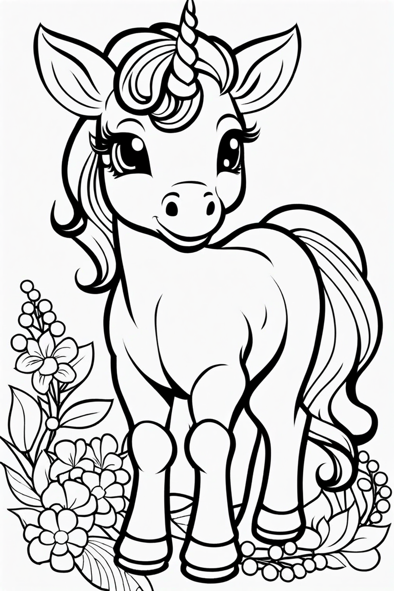 Cute horse coloring page