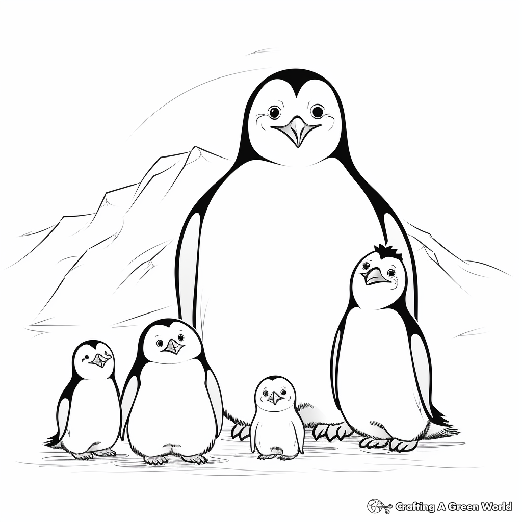 Penguin family coloring pages