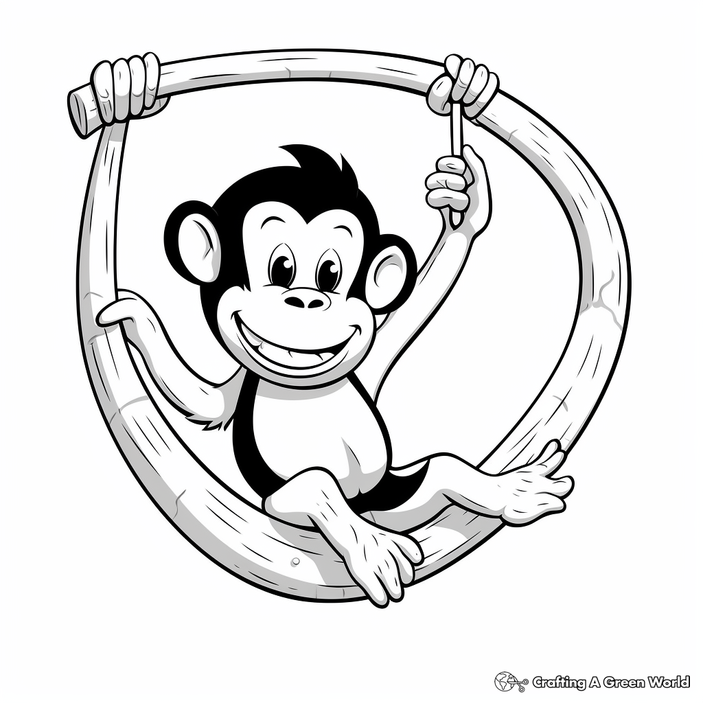 Monkey with banana coloring pages