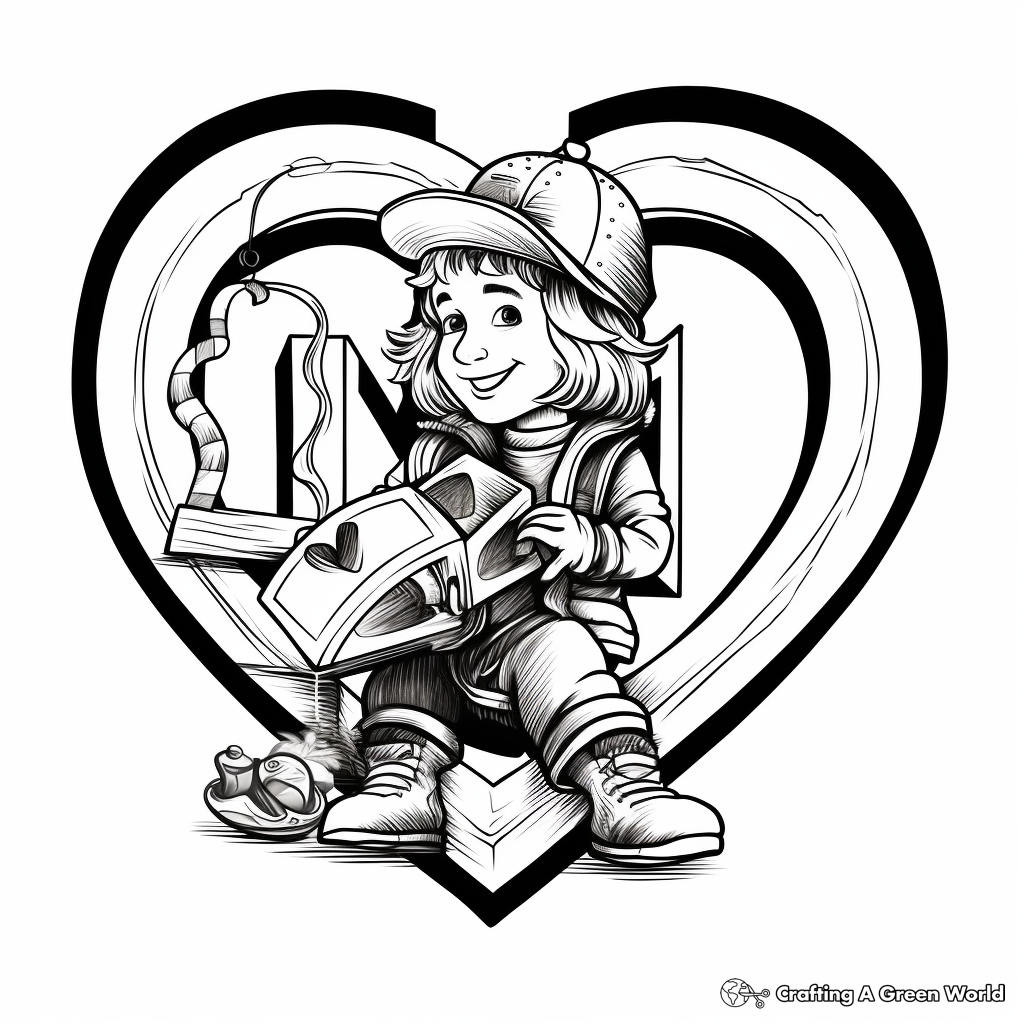 H is for heart coloring pages