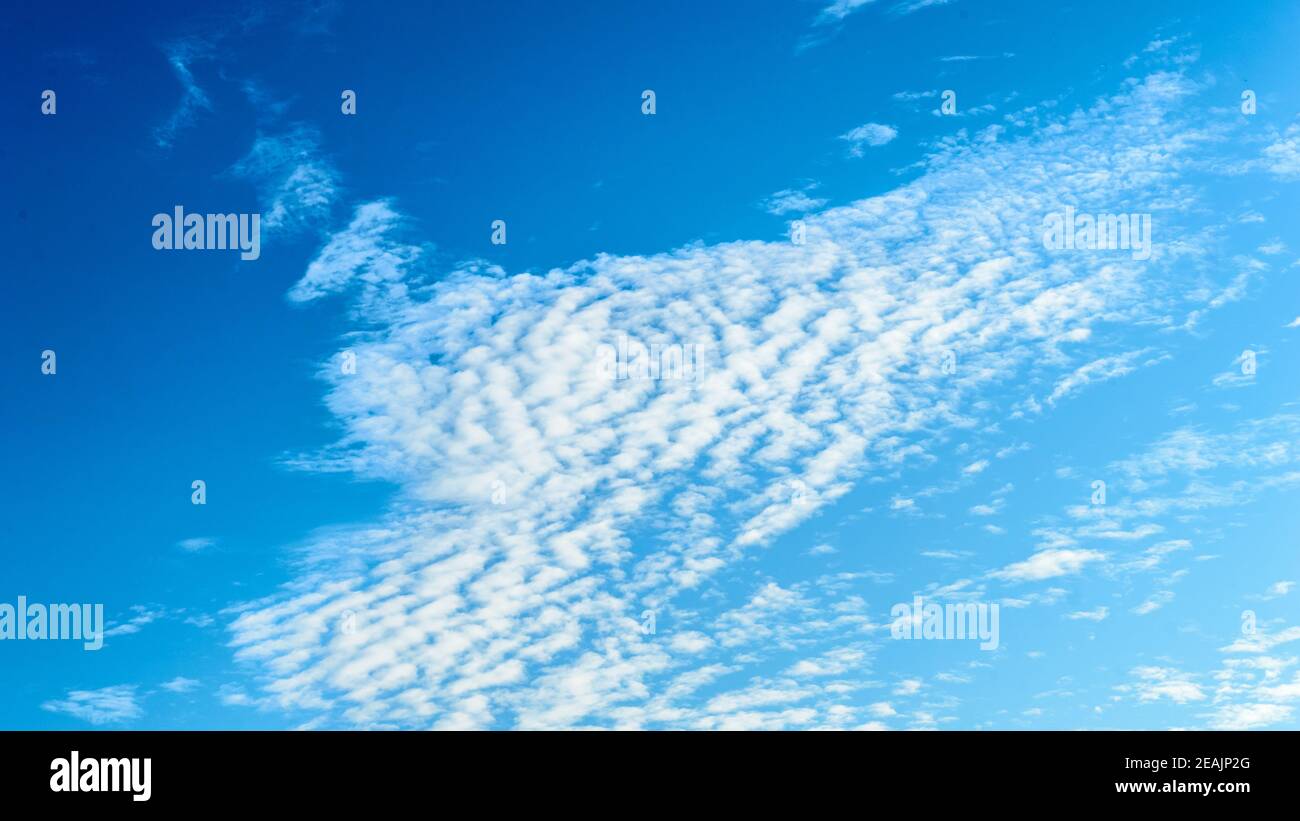 Cloudy sky background blue sky clouds background aesthetic blue sky wallpaper beautiful cloudscape photography in summer tranquility theme copy space room for text in the middle of the image stock photo