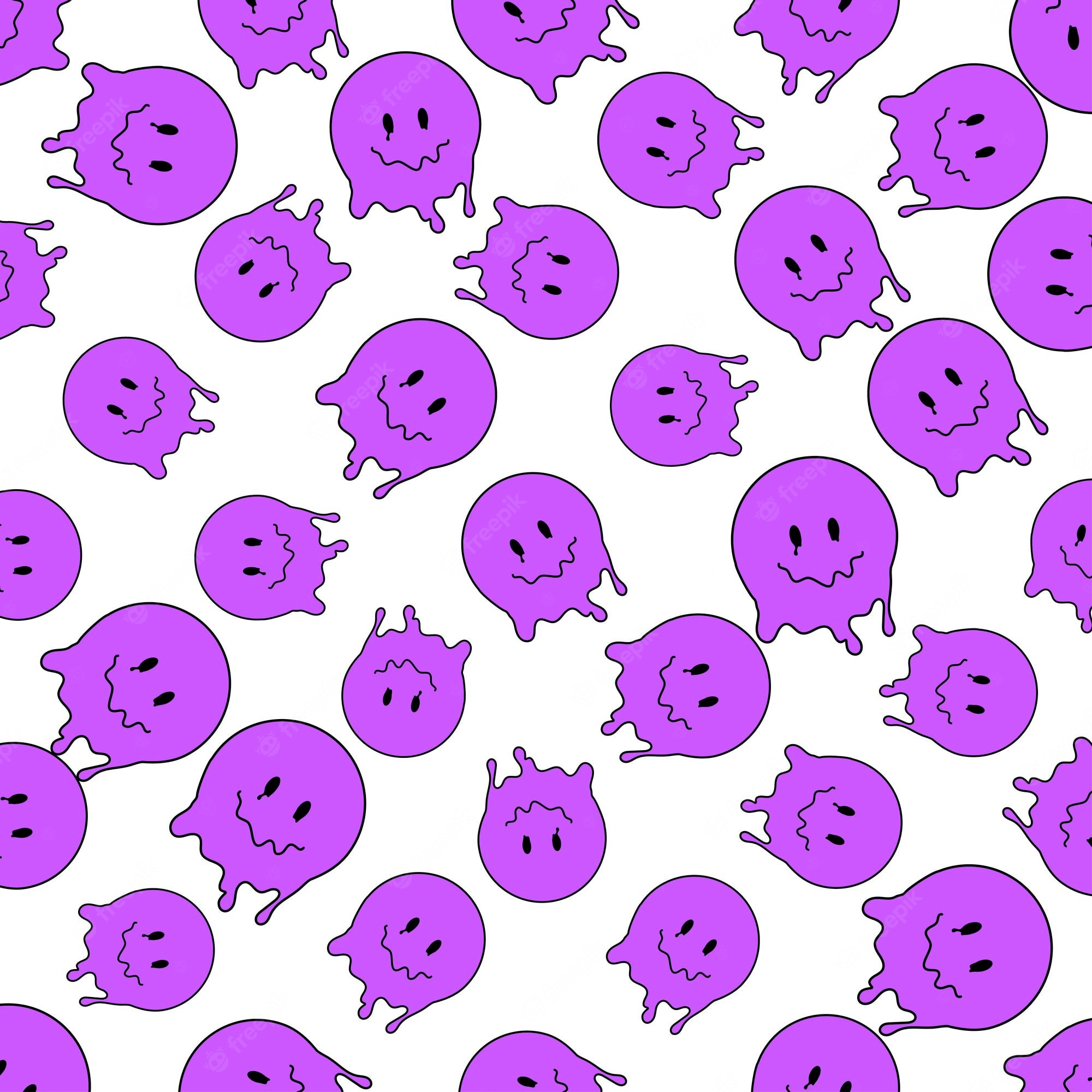 Premium vector funny smile dope faces seamless pattern psychedelic surreal techno melt smile background trippy smiley faces techno melting smile face cartoon background wallpaper concept art yk aesthetic