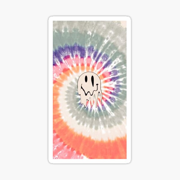 Tie dye smiley face sticker for sale by calihipsterco