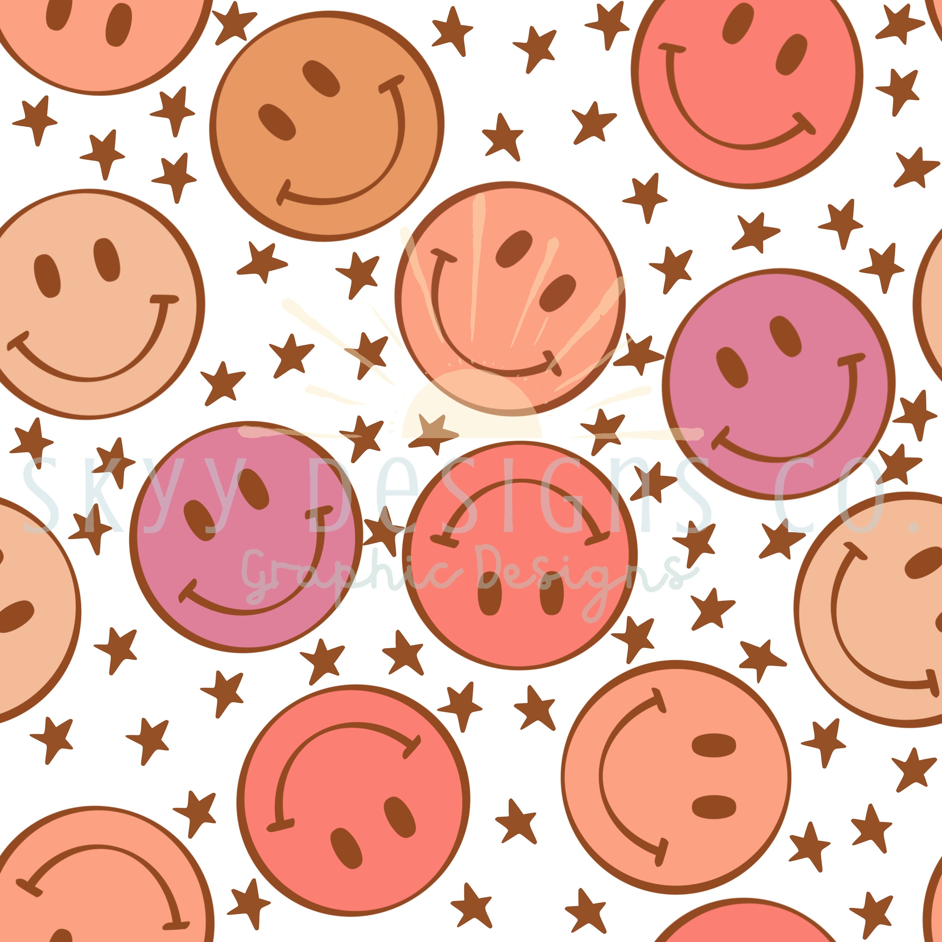 Pink smiley faces digital seamless pattern for fabrics and