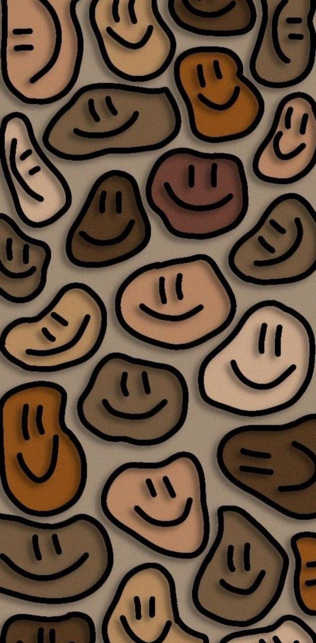 Brown smiley faces wallpaper by aimee