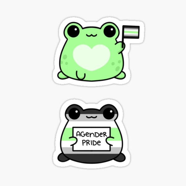 Agender pride frogs sticker for sale by coriecake