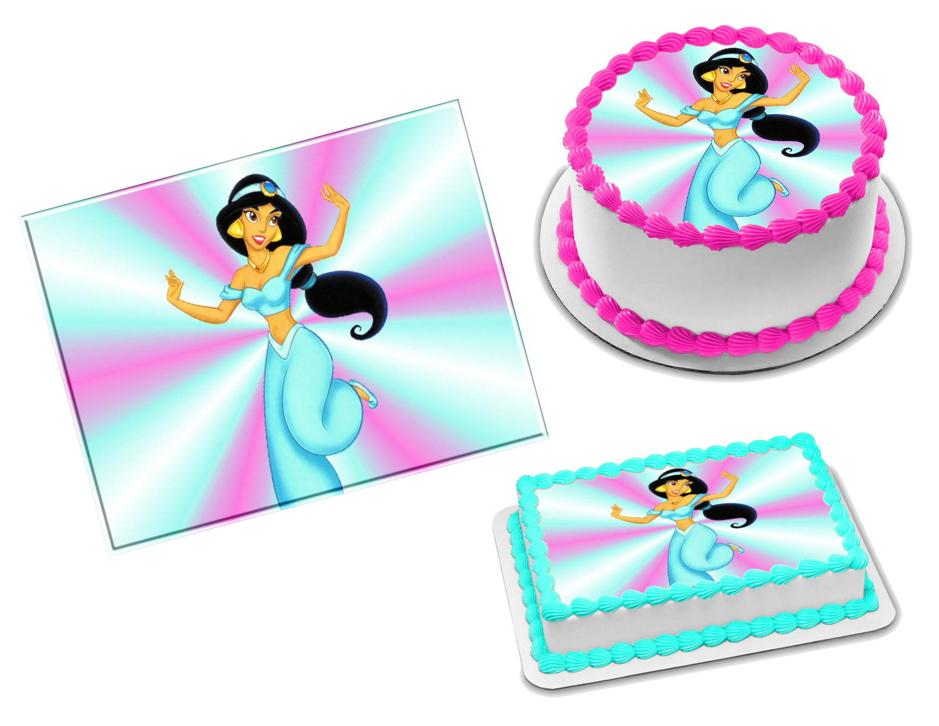 Princess jasmine edible image frosting sheet sizes â sweet custom creations