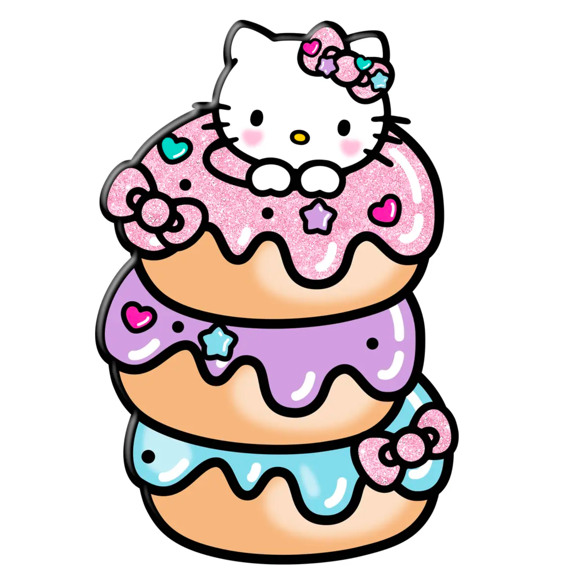 Hello kitty donuts glitter large die cut mdf box wall sign â the pink a la mode