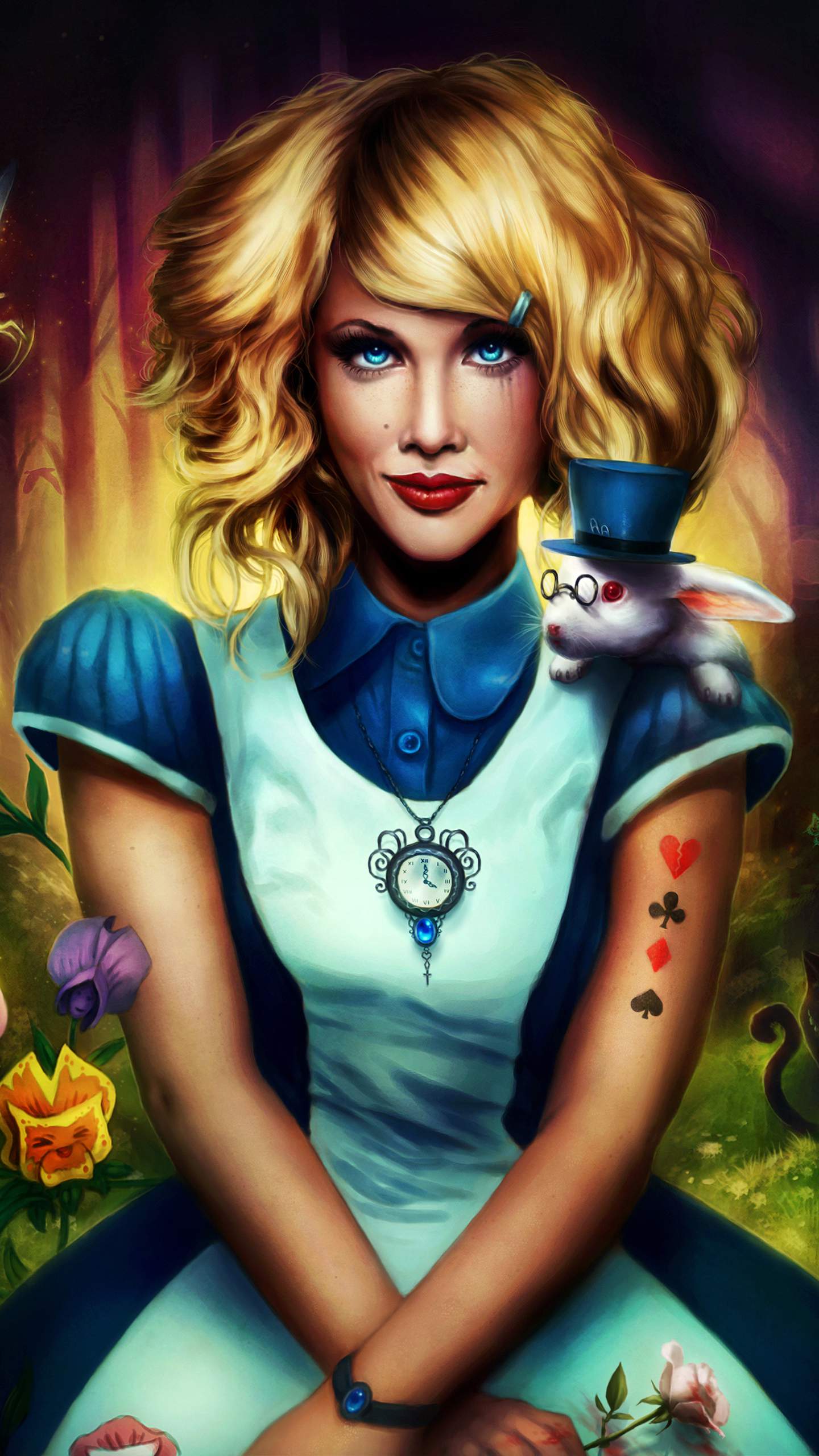 Alice in wonderland girl art iphone wallpaper