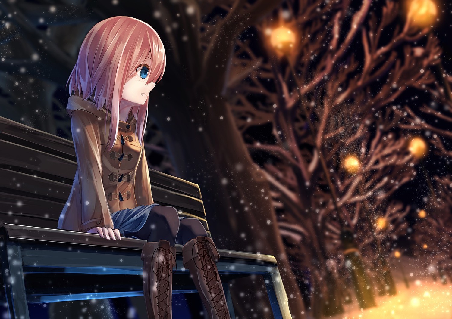 Anime girl alone sad