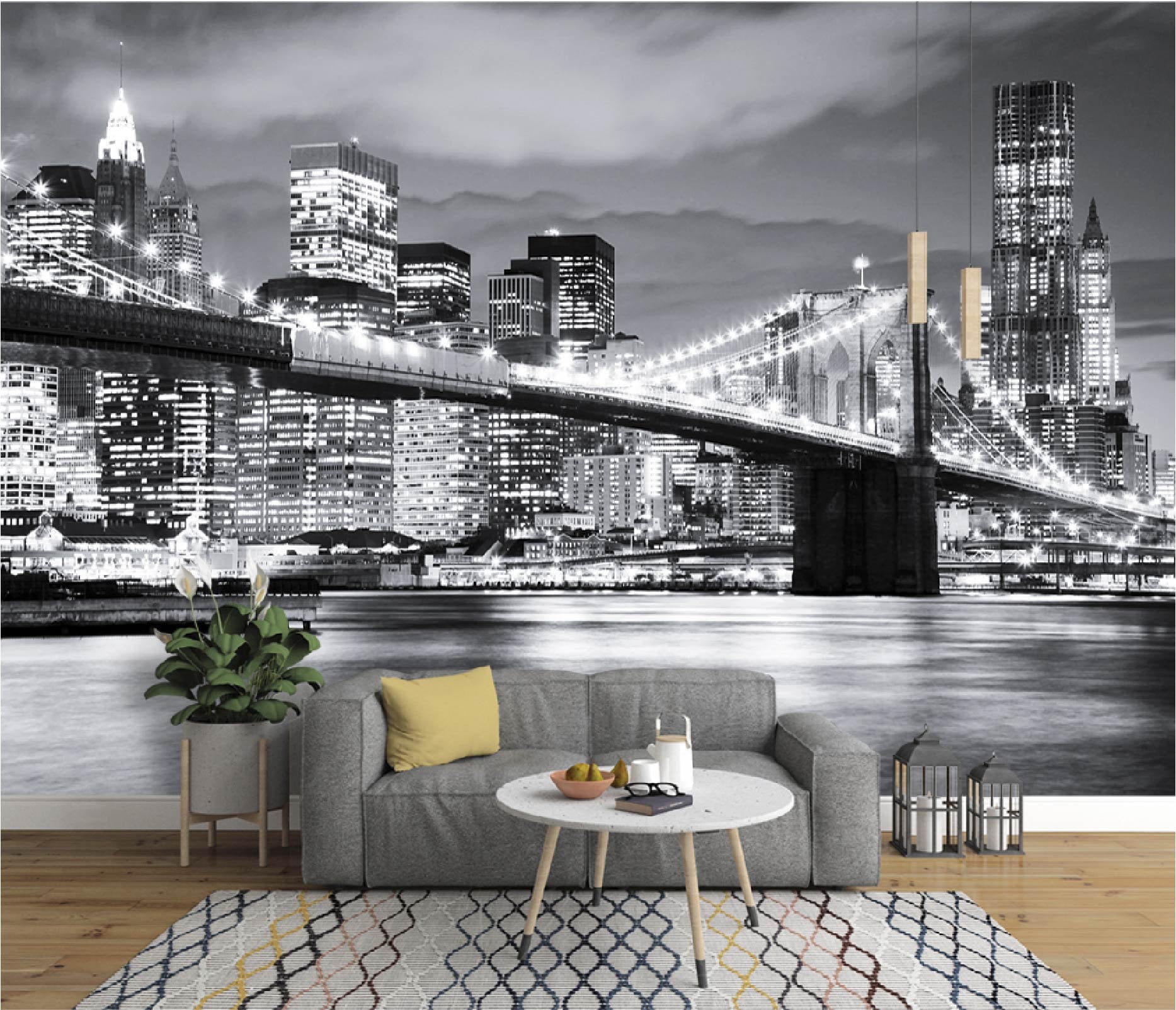 New york bridge american city scenery black and white