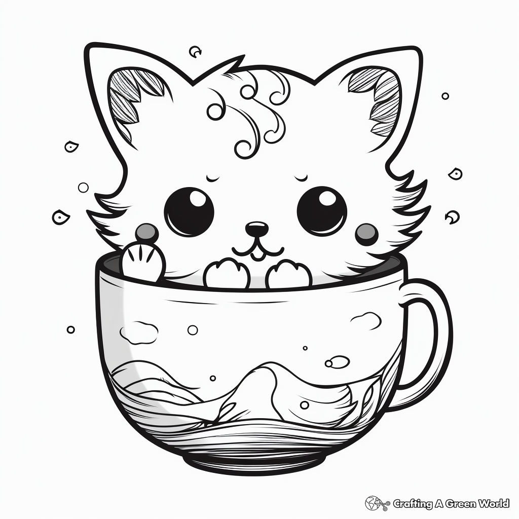 Cat in a cup coloring pages