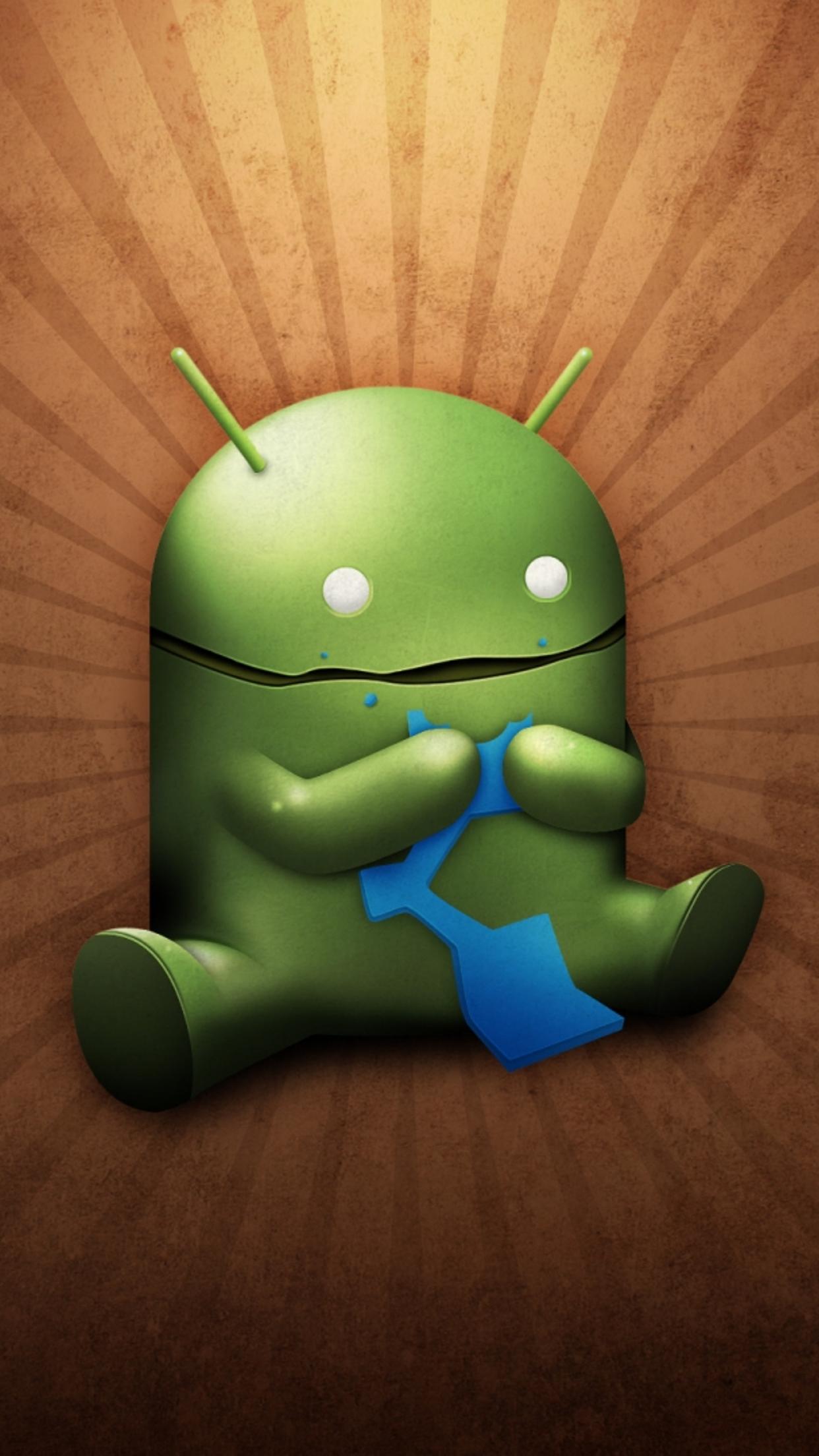 Funny android logo eating