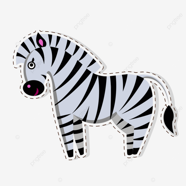 Cartoon cute funny vector art png cute funny striped black white horse zebra vector flat cartoon sticker or icon outlined with dotted line isolated on white on cutting flat png image for