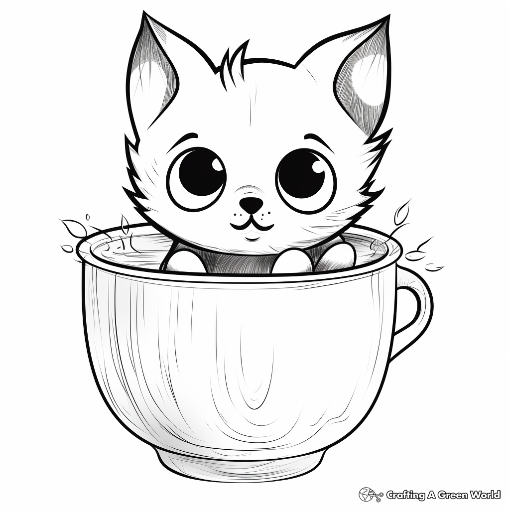 Cat in a cup coloring pages