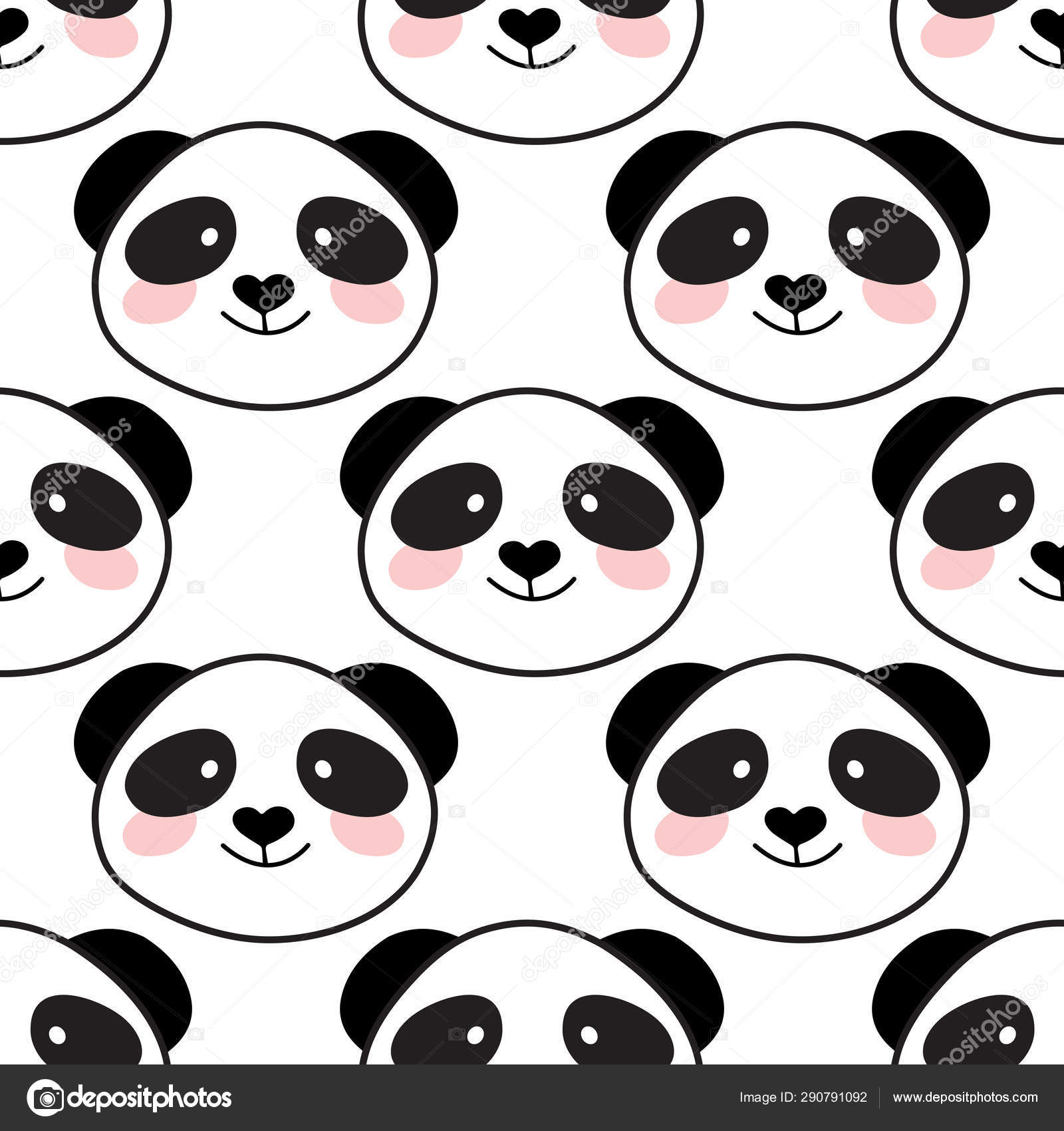 Cute panda face seamless cartoon wallpaper stock vector image by mcherevan