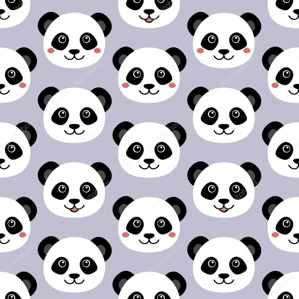 Cute panda face seamless cartoon wallpaper stock vector image by elanes