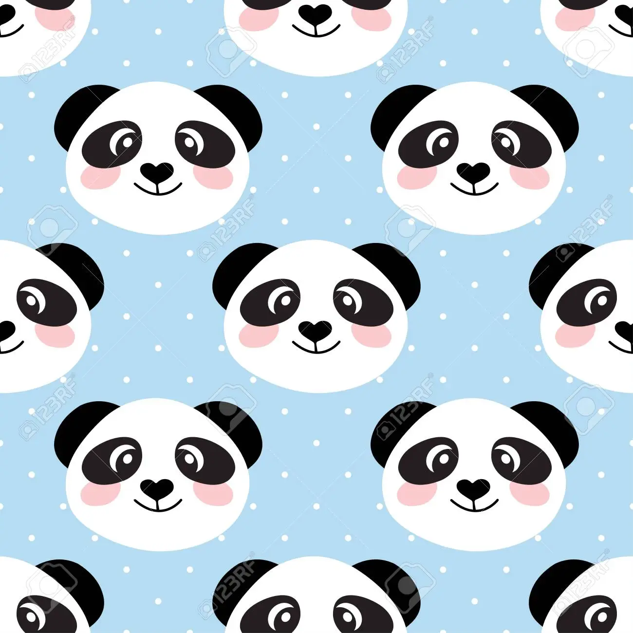 Cute panda face seamless cartoon wallpaper royalty free svg cliparts vectors and stock illustration image