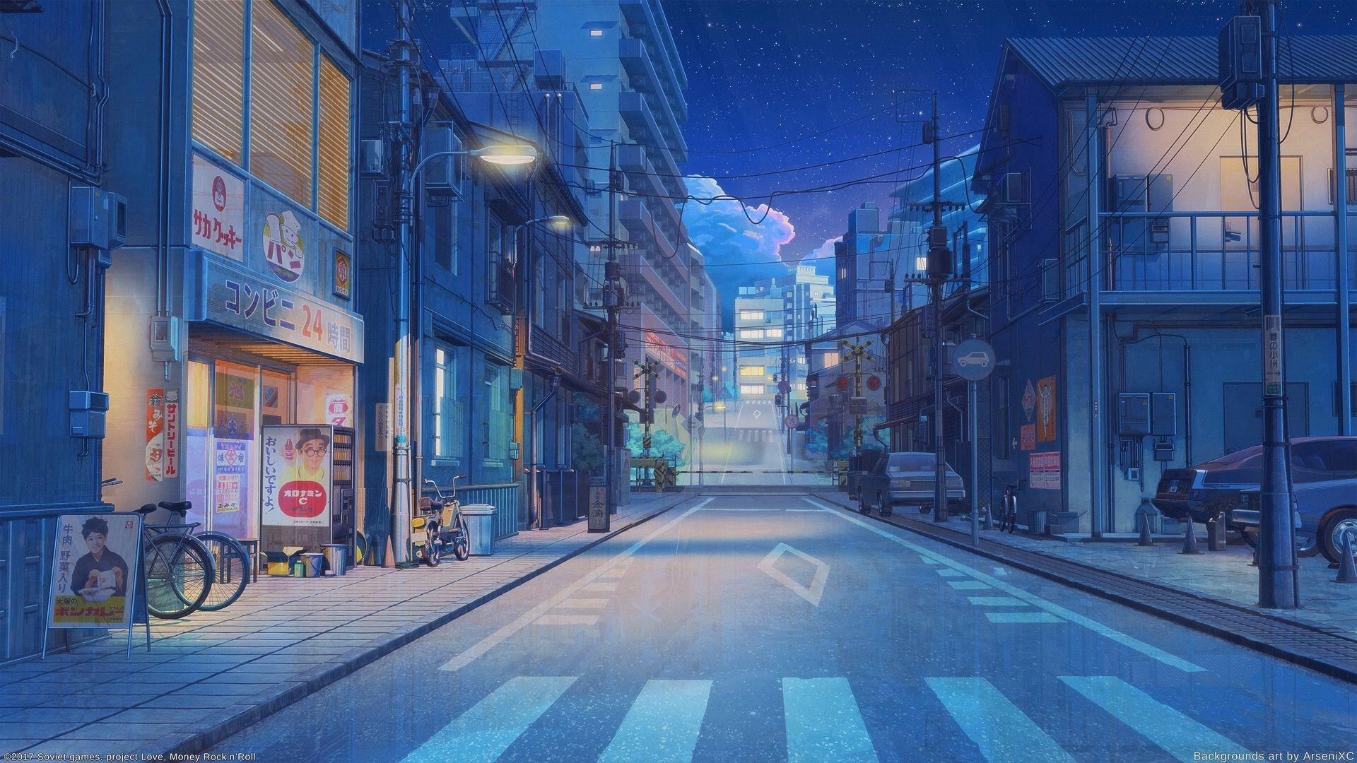 Blue city anime aesthetic wallpapers
