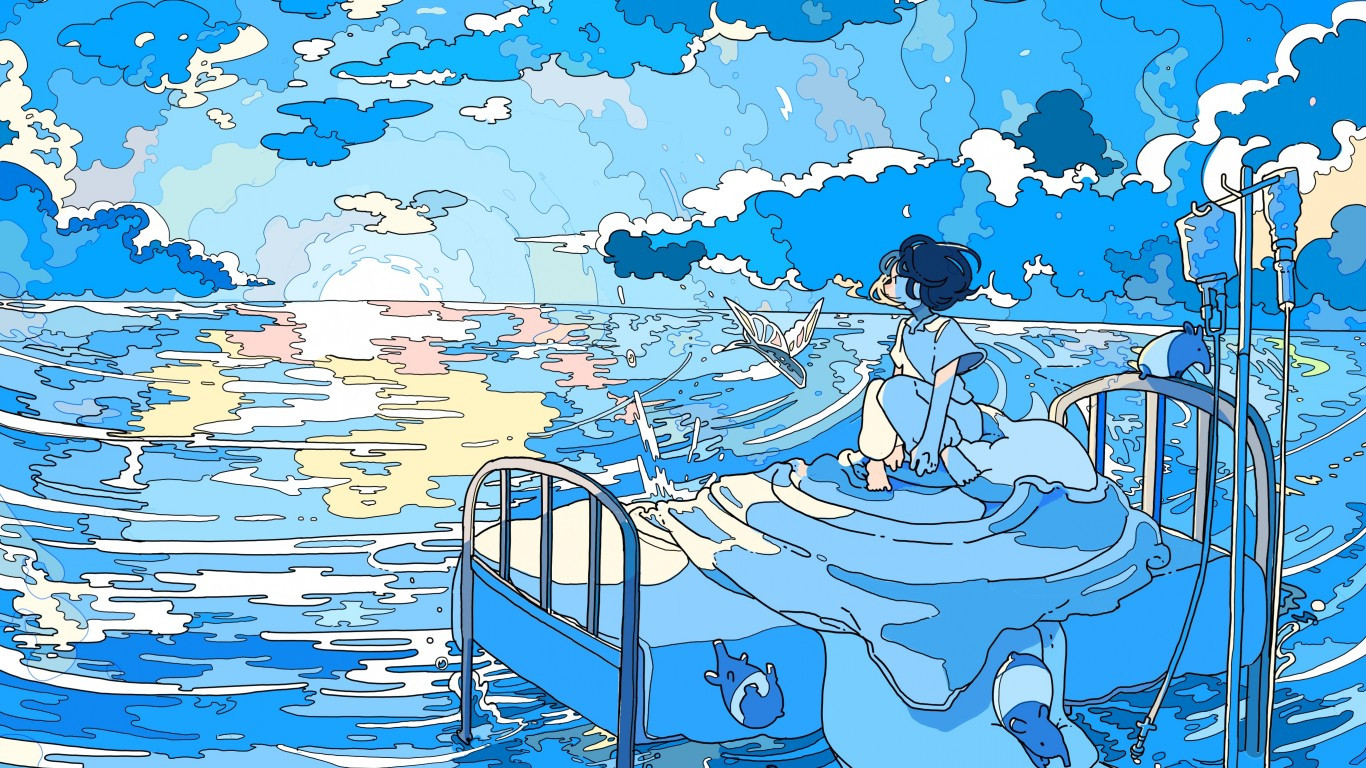 Aesthetic blue anime wallpapers