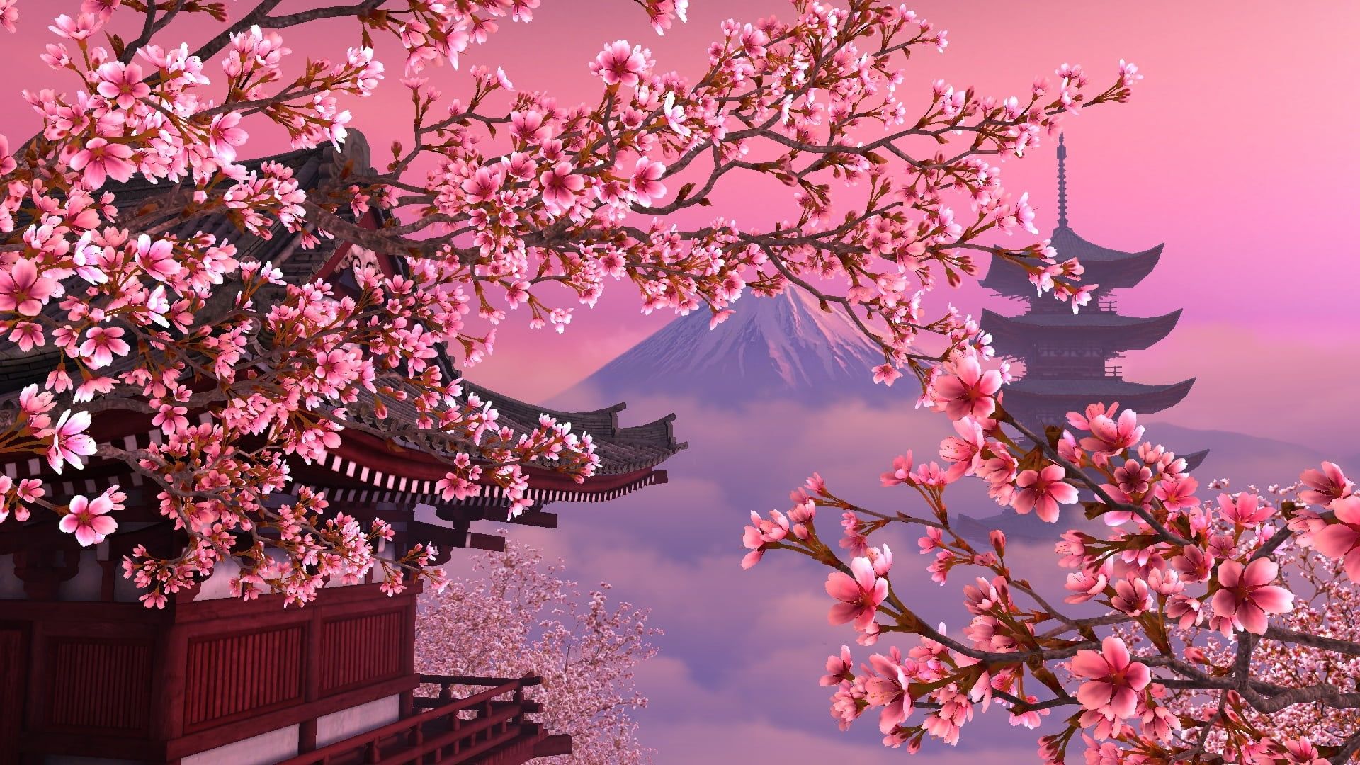 X cherry blossom on mount fiji animated wallpaper rwallpaper