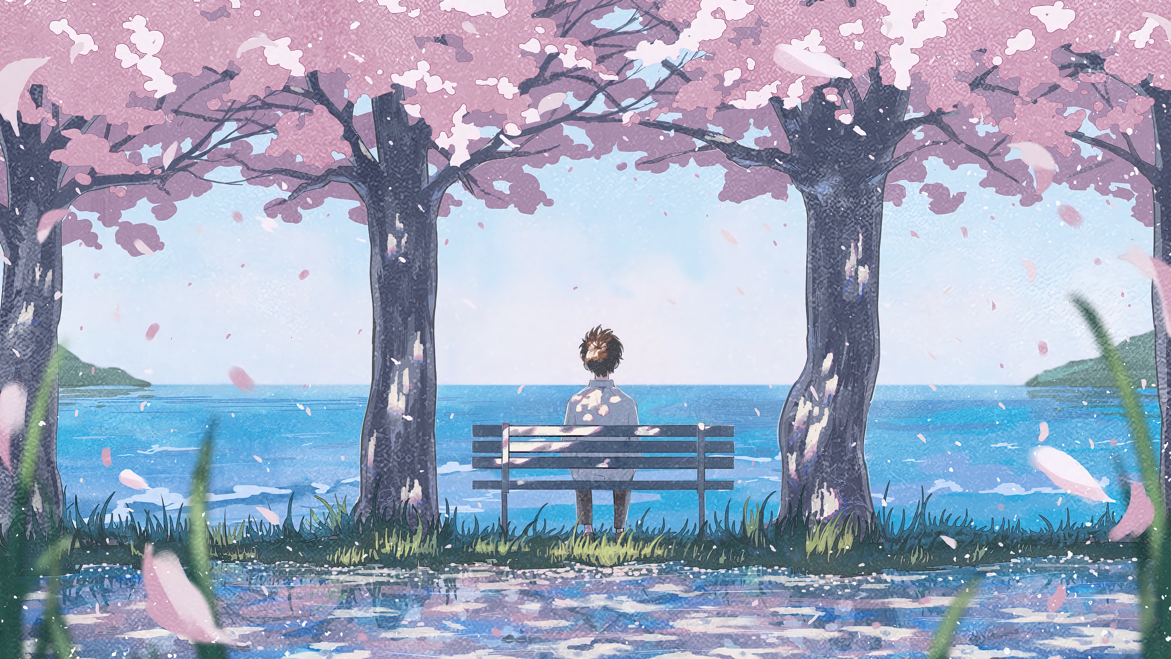 Cherry blossom sea anime scenery k