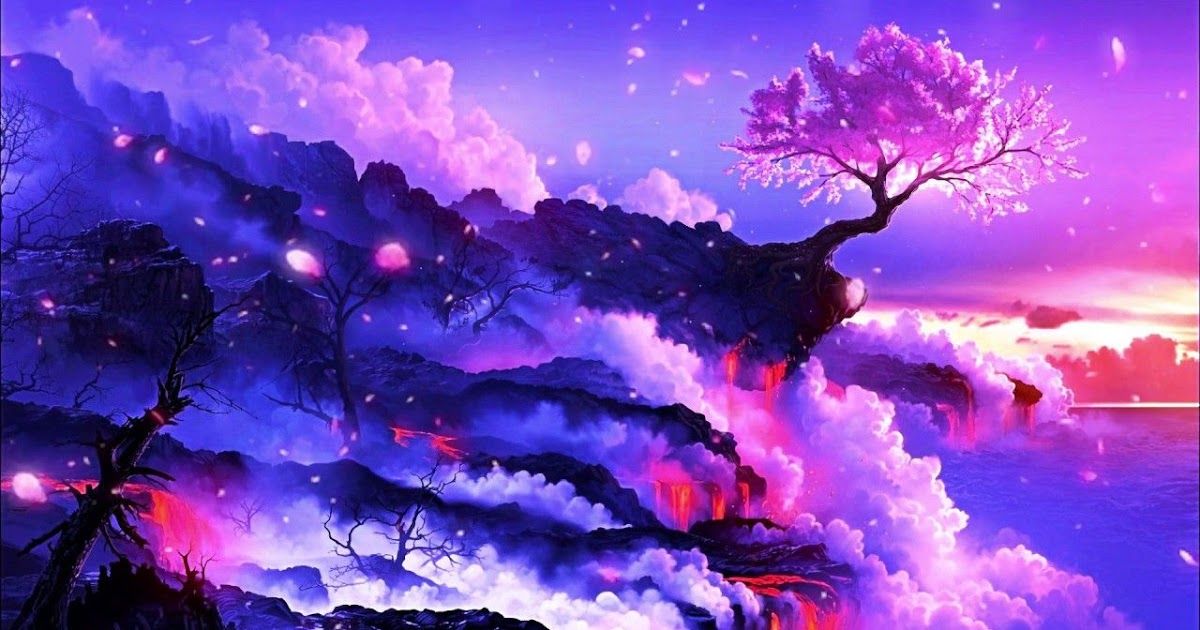 Anime cherry blossom tree wallpaper