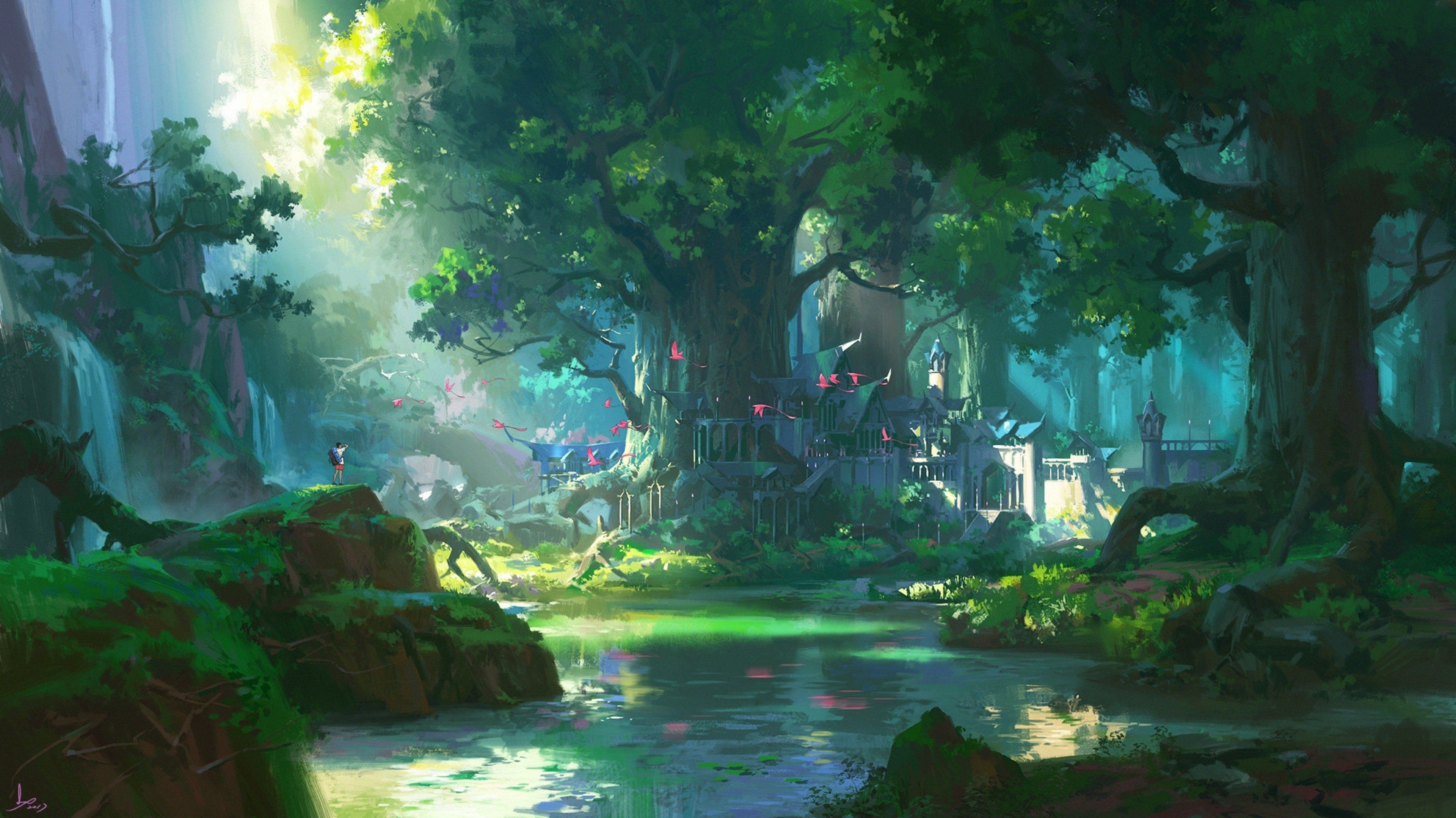 Aesthetic anime rain forest wallpapers