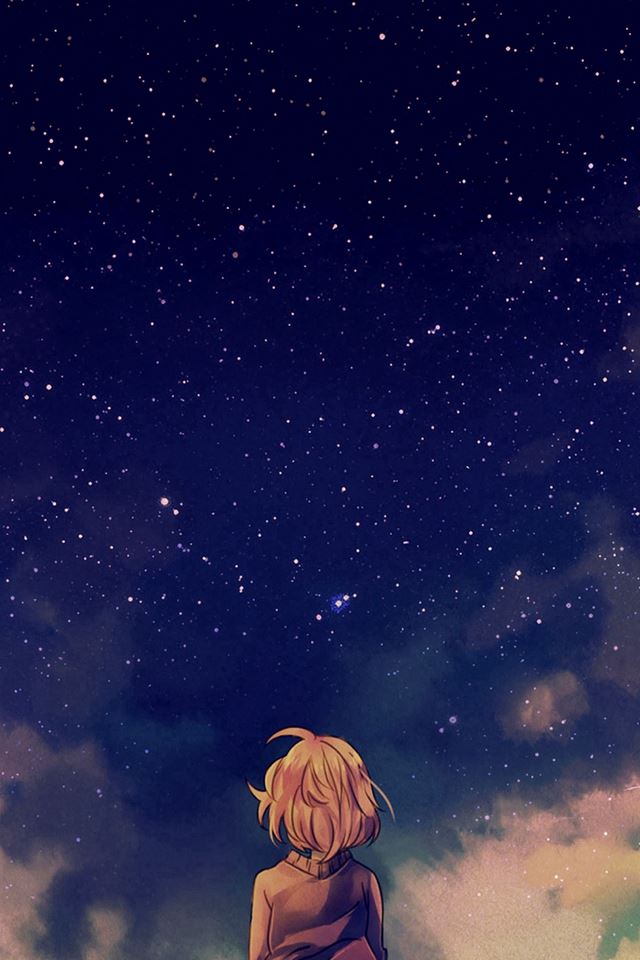 Starry space illust anime girl iphone s wallpapers free download