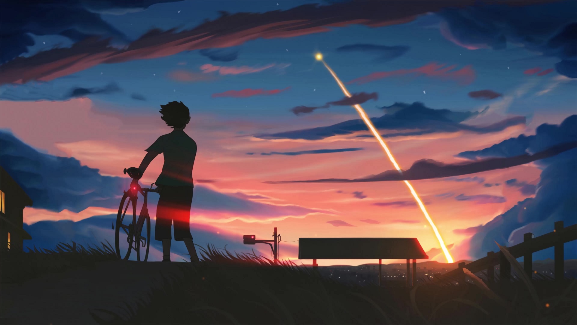 Anime boy looking at et in the sky live wallpaper