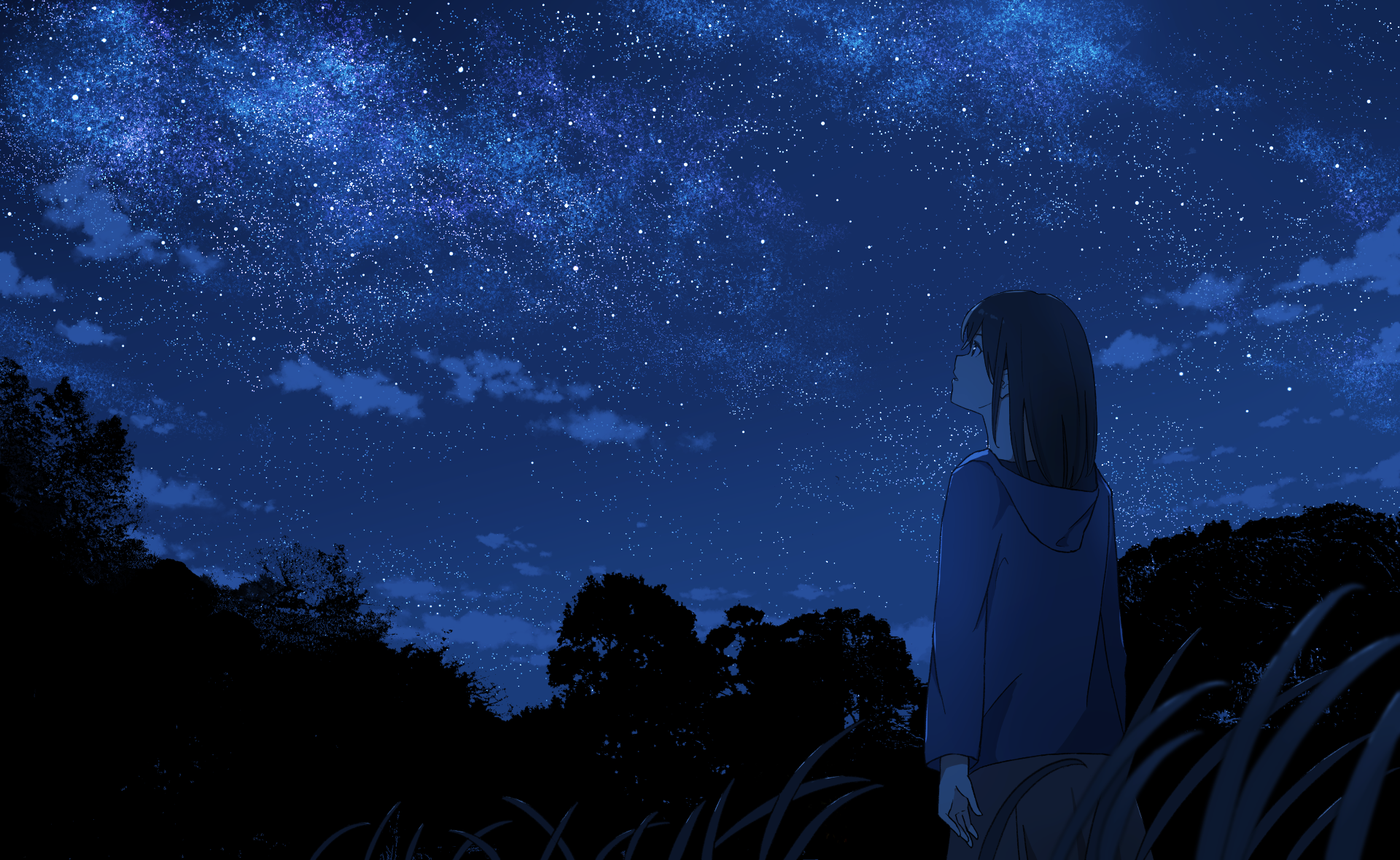 Looking up at a starry night sky by ããã