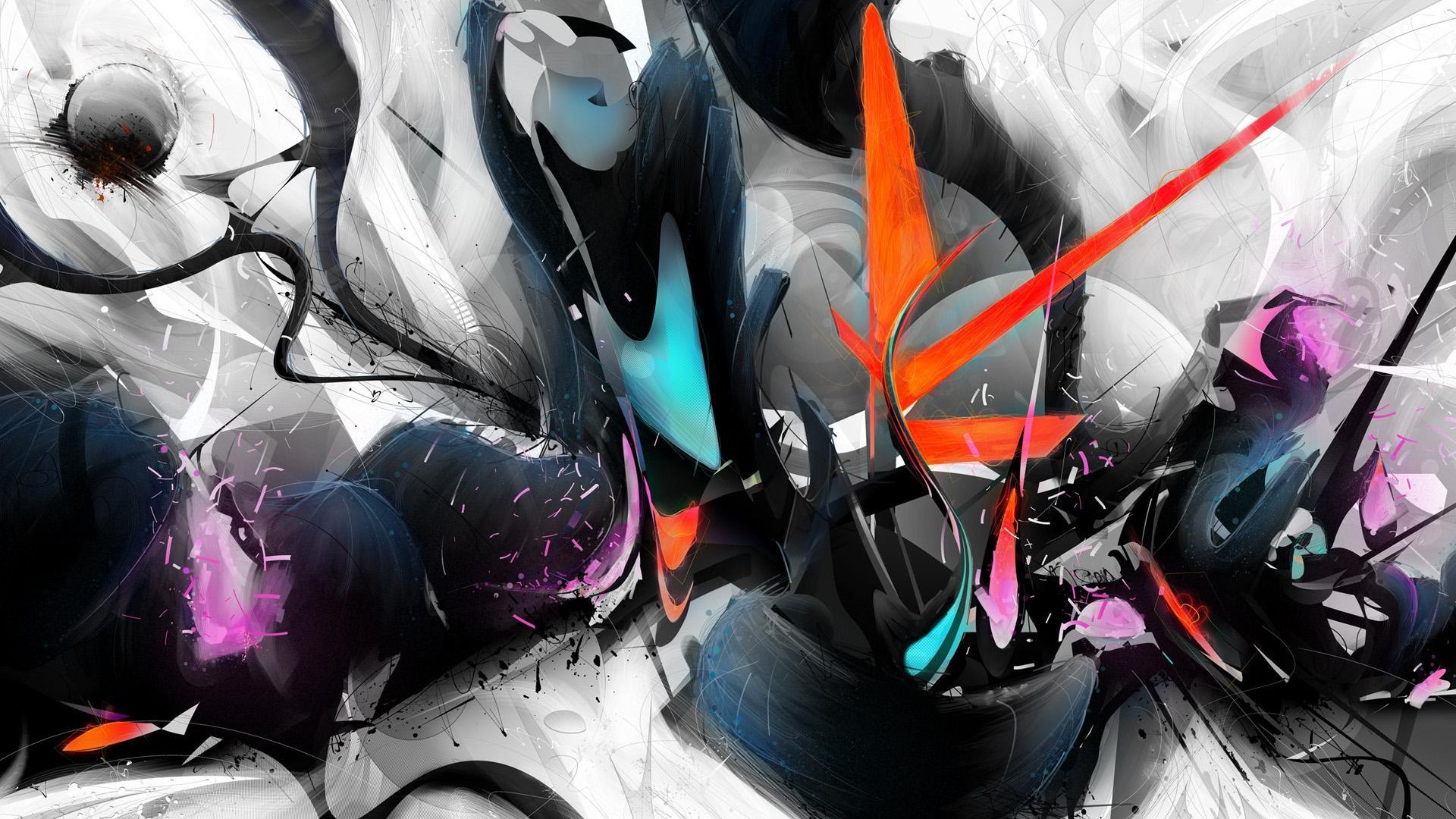 Colorful digital art anime abstract paint splatter graffiti art color puter