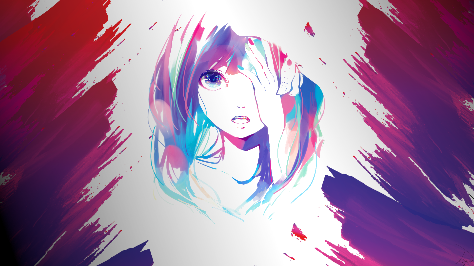 Anime girls colors album effects paint can wallpaper