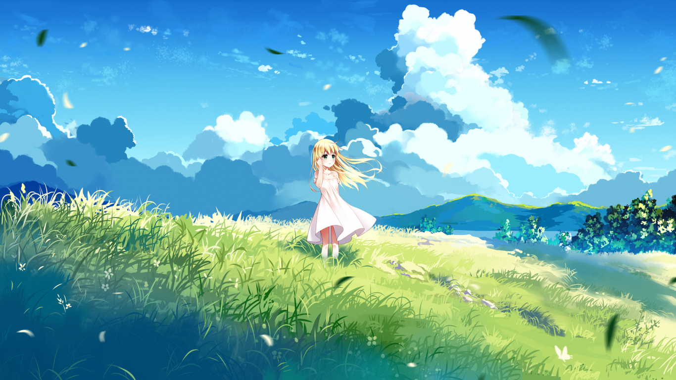 Download wallpaper x landscape blonde anime girl cute tablet laptop x hd background