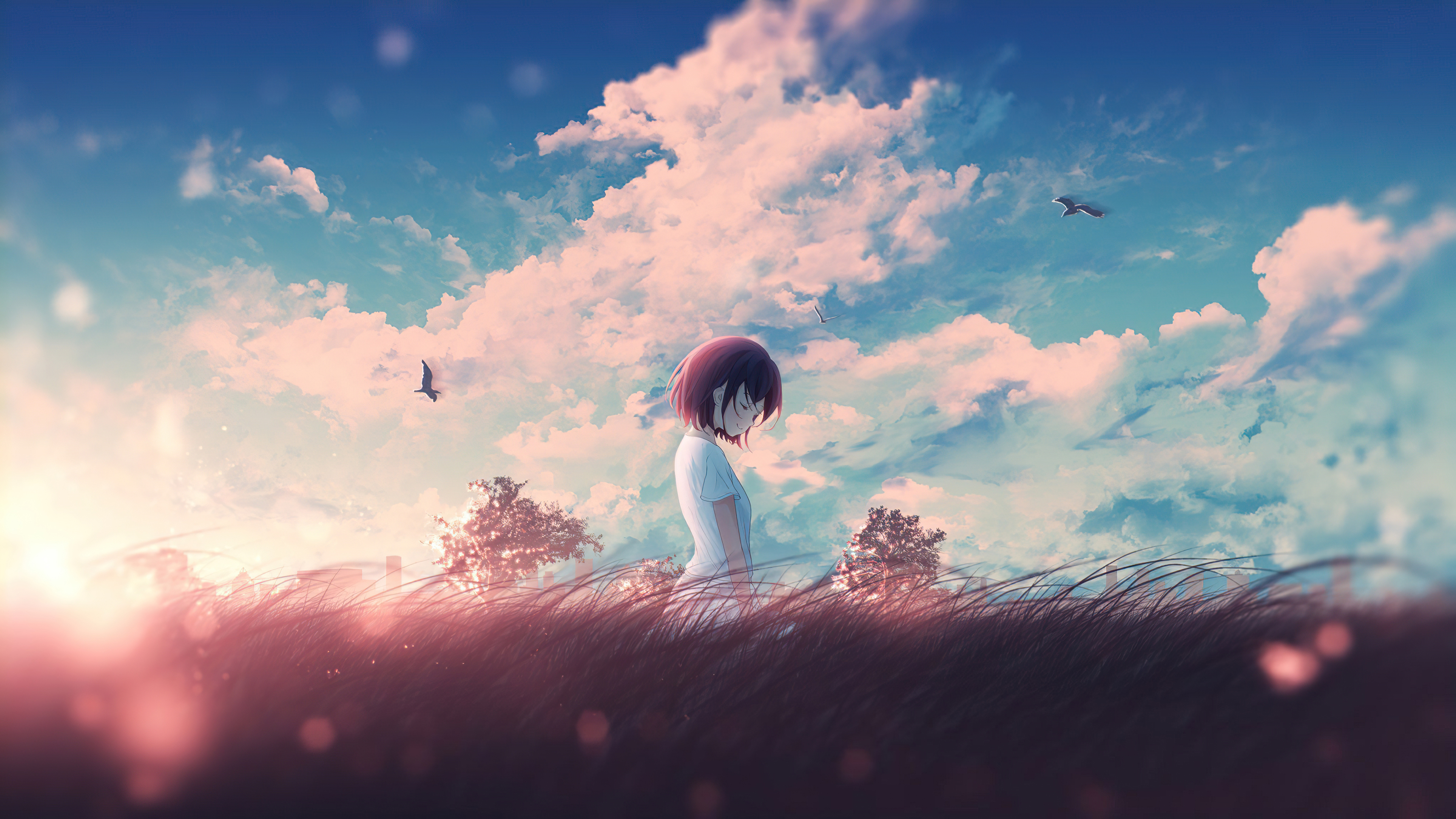 Young girl in nature scenery hd anime k wallpapers images backgrounds photos and pictures